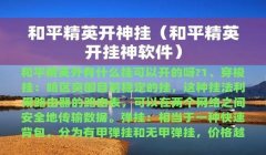 和平精英开挂app下载悬浮窗怎么开不了